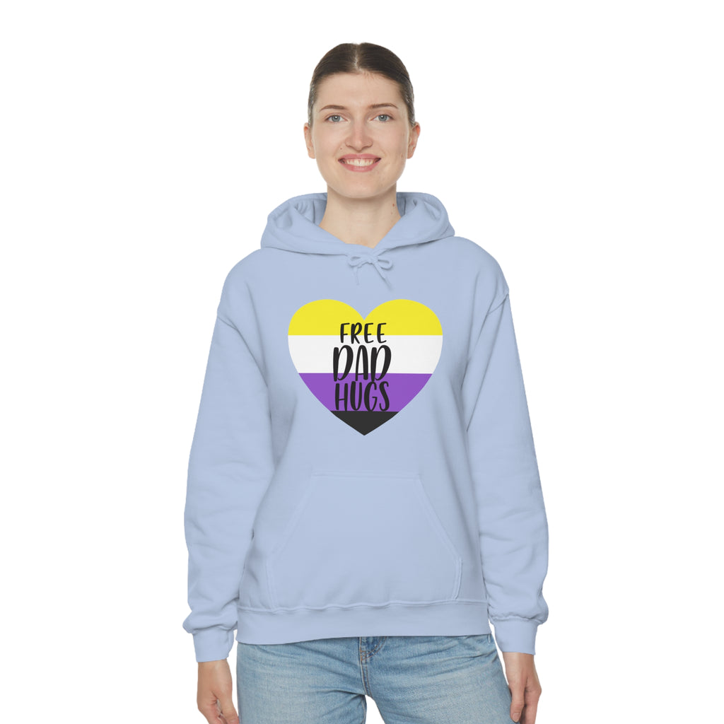 SHAVA CO Non Binary Flag, Unisex Heavy Blend™ Hooded Sweatshirt - Free Dad Hugs Printify