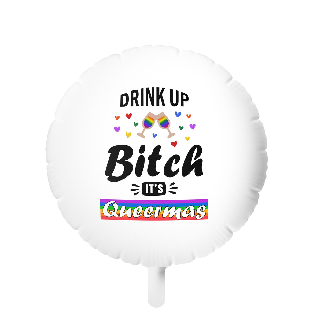 Christmas LGBTQ Mylar Helium Balloon , Drink Up Queermas Printify