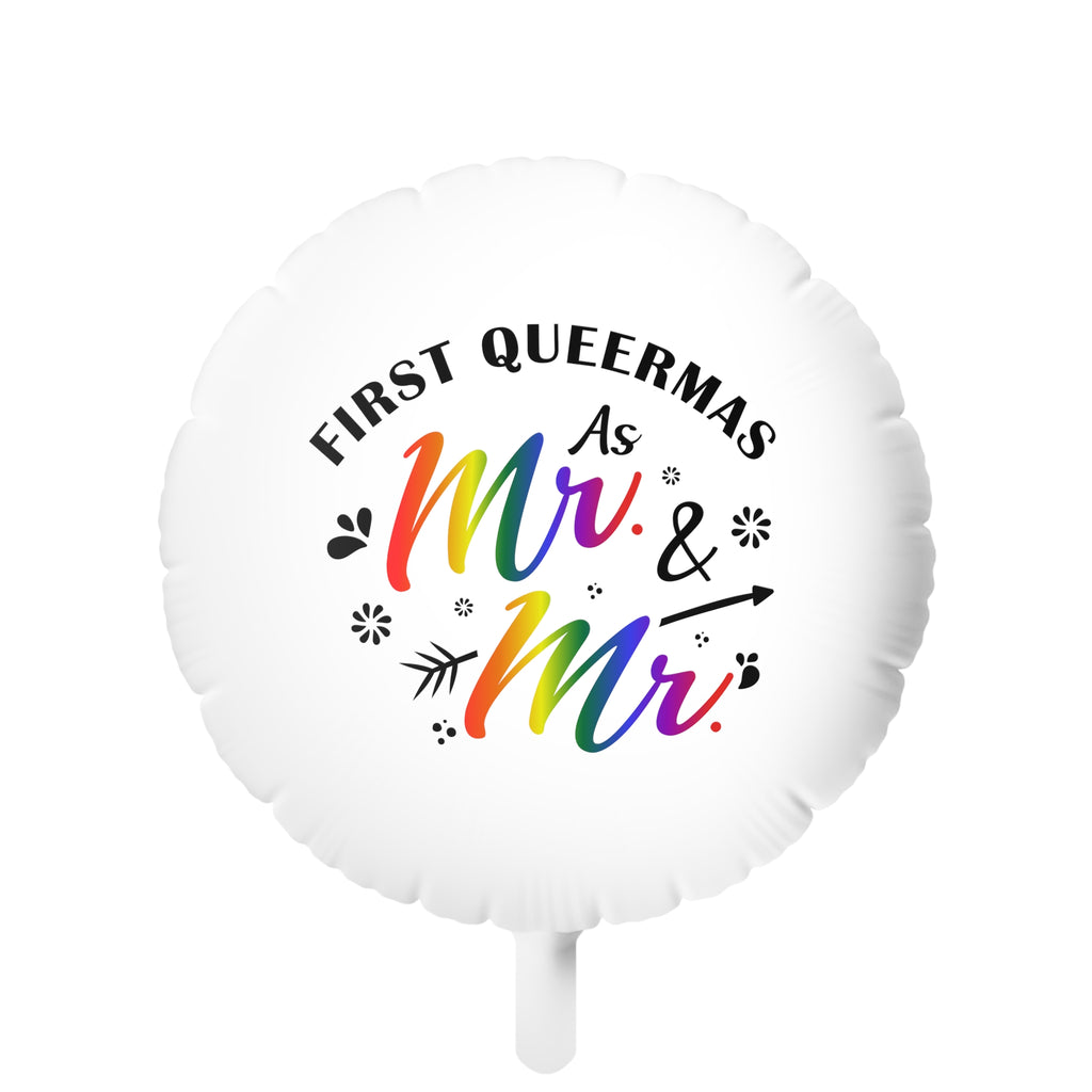 Christmas LGBTQ Mylar Helium Balloon , First Queermas as Mr & Mr Printify