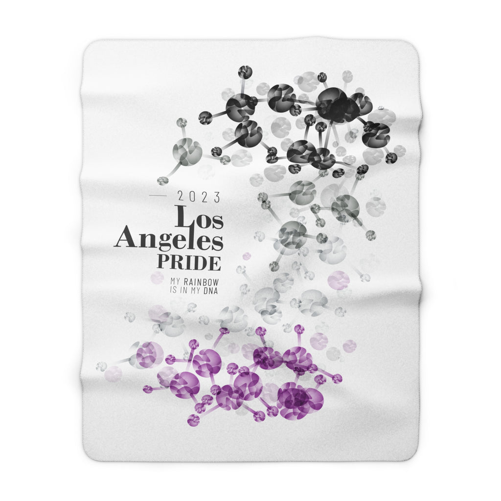 SHAVA CO Asexual Flag 2023 Pride, Los Angeles Sherpa Fleece Blanket - My Rainbow Is In My DNA Printify