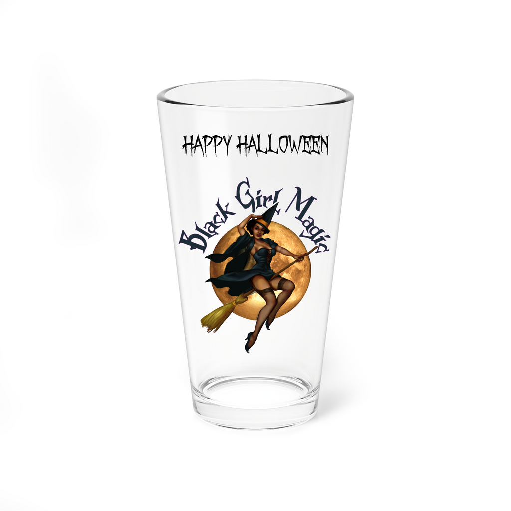 Halloween Drinking Water Pint Glass, 16oz , Black Girl Magic Printify