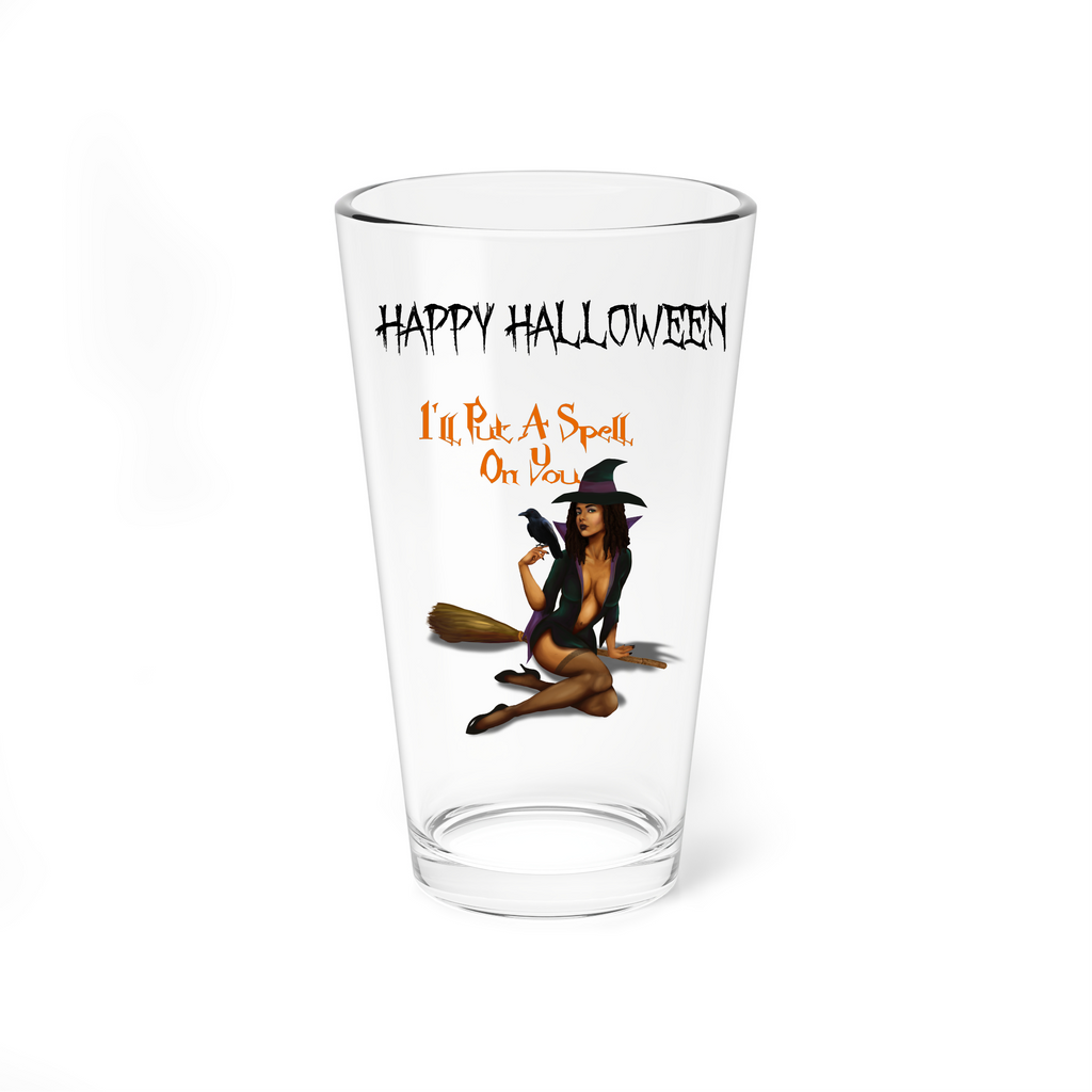 Halloween Drinking Water Pint Glass, 16oz , I_ll Put a Spell On You Printify