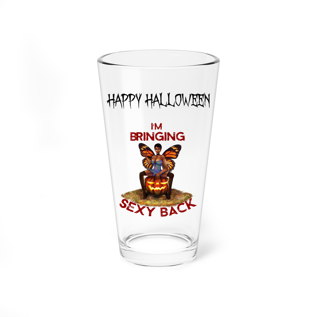 Halloween Drinking Water Pint Glass, 16oz , Sexy Back Printify