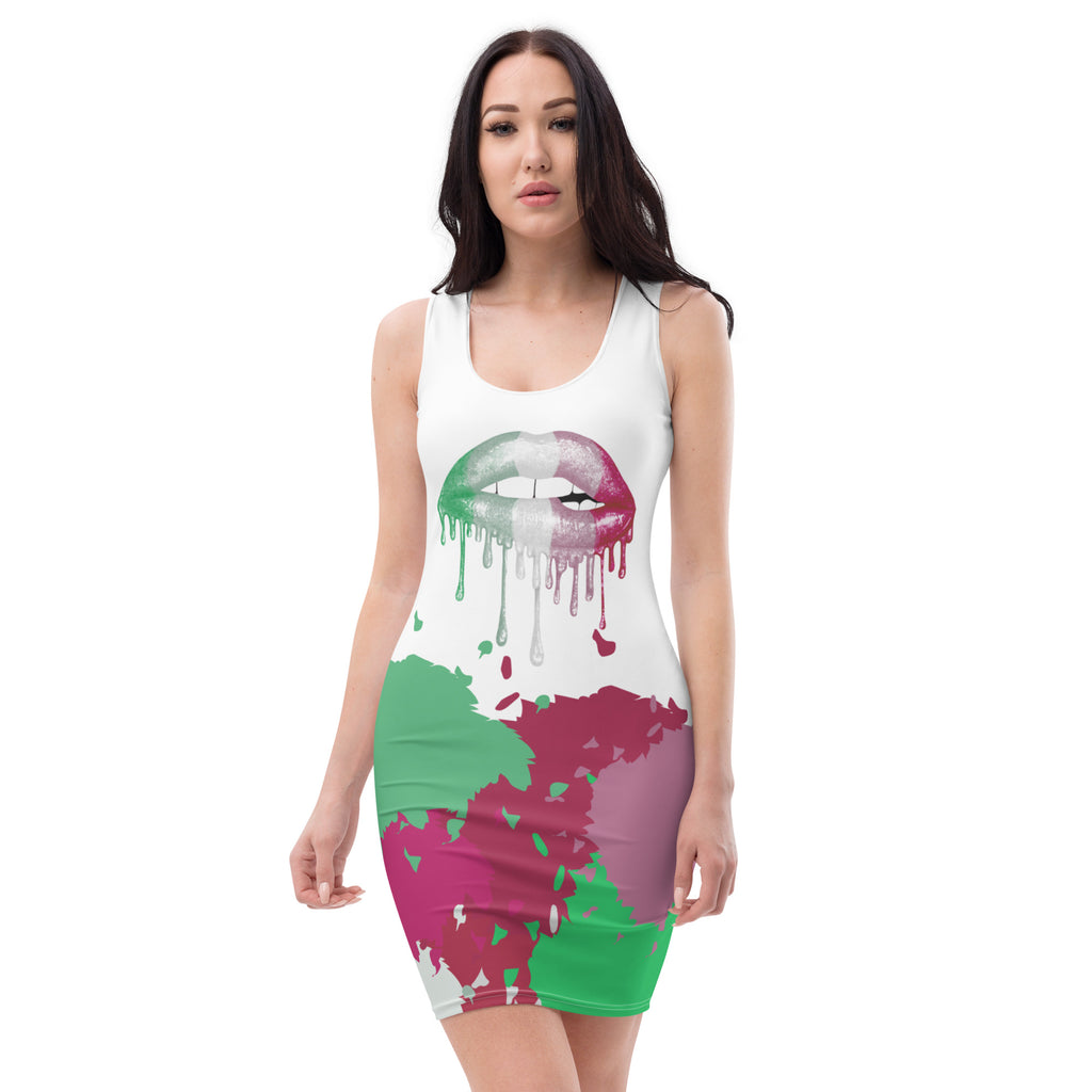 LGBTQIA+ Pride Flags Drips Bodycon dress - Abrosexual Flag SHAVA