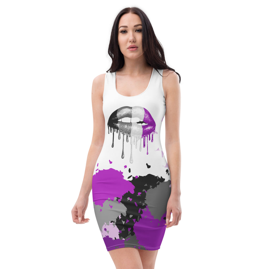 LGBTQIA+ Pride Flags Drips Bodycon dress - Asexual Flag SHAVA