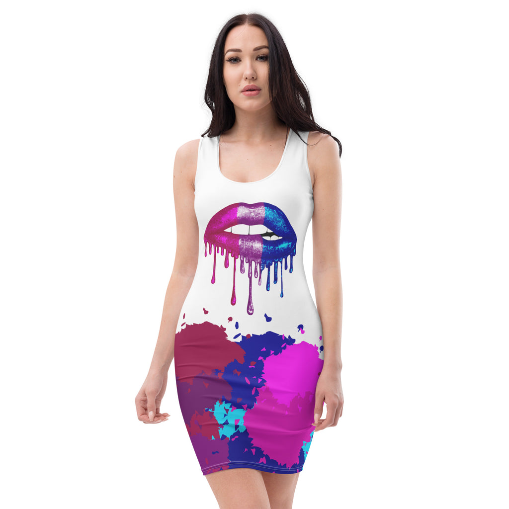 LGBTQIA+ Pride Flags Drips Bodycon dress - Bisexual Flag SHAVA