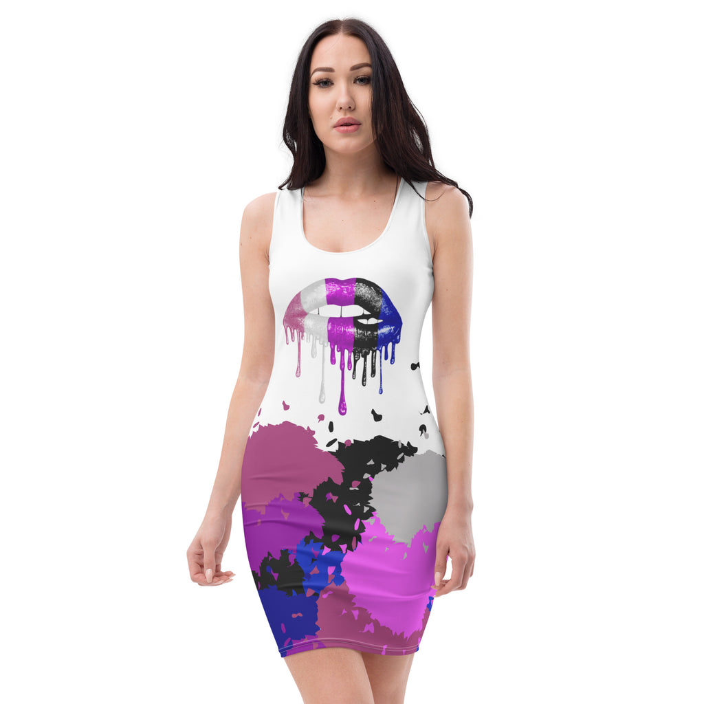 LGBTQIA+ Pride Flags Drips Bodycon dress - Genderfluid Flag SHAVA