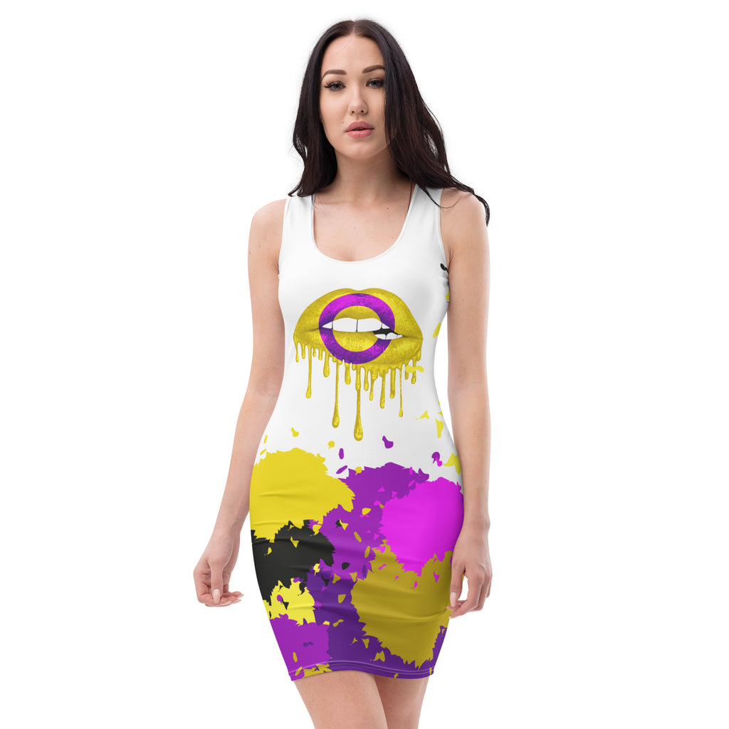 LGBTQIA+ Pride Flags Drips Bodycon dress - Intersex Flag SHAVA