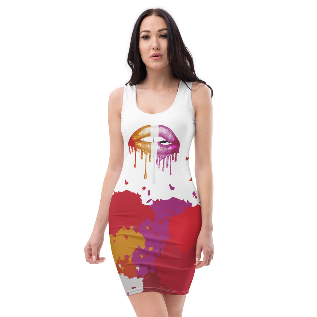 LGBTQIA+ Pride Flags Drips Bodycon dress - lesbian Flag SHAVA