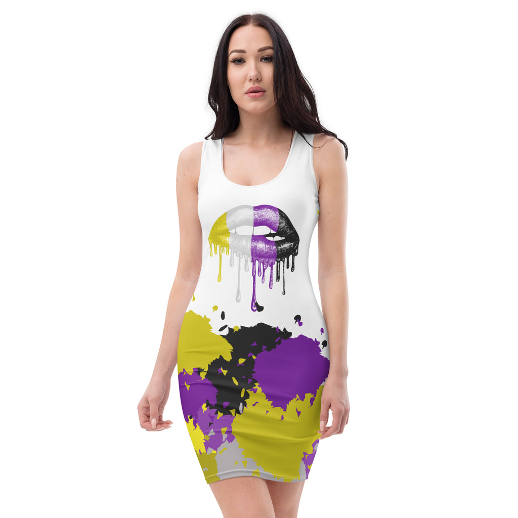 LGBTQIA+ Pride Flags Drips Bodycon dress - Nonbinary Flag SHAVA