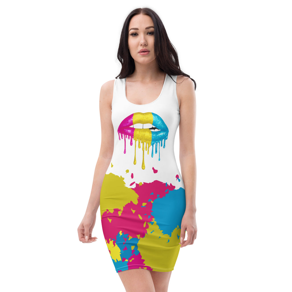 LGBTQIA+ Pride Flags Drips Bodycon dress - Pansexual Flag SHAVA