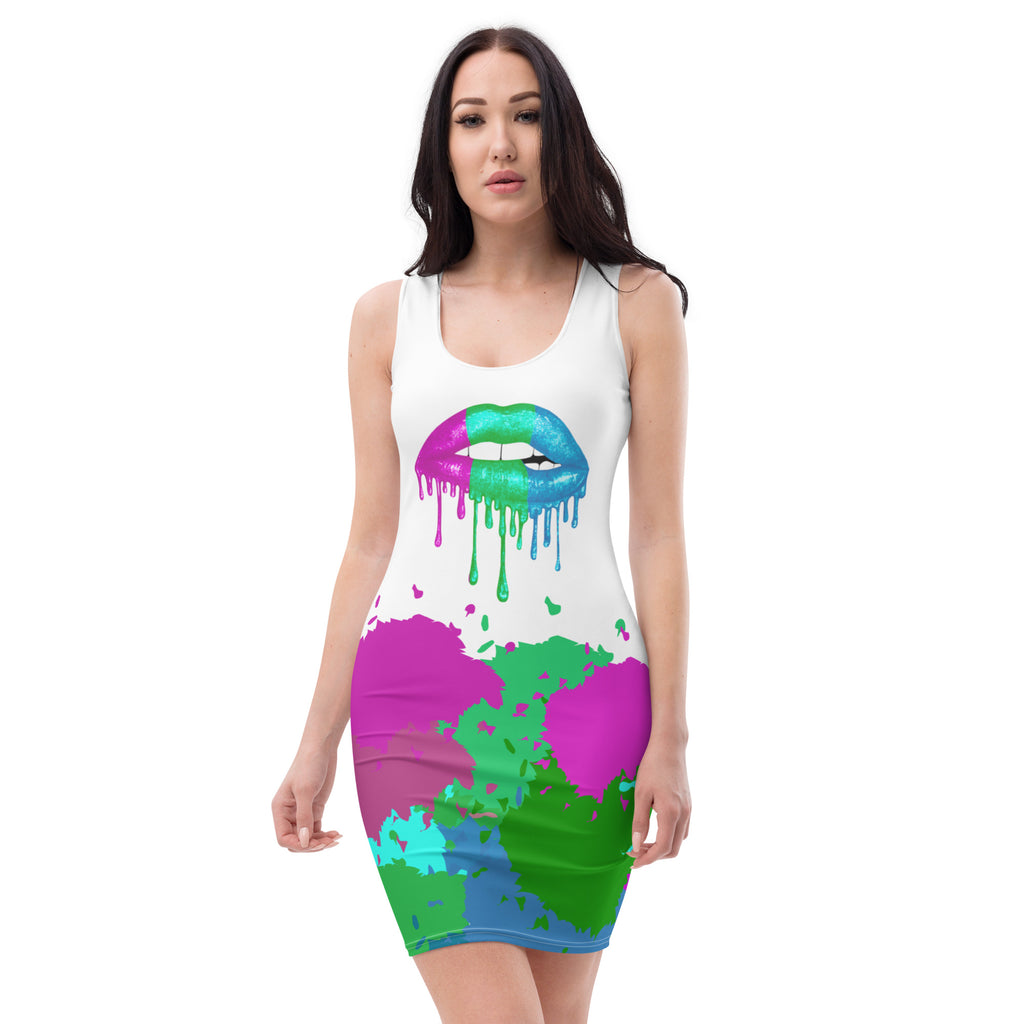 LGBTQIA+ Pride Flags Drips Bodycon dress - polysexual Flag SHAVA