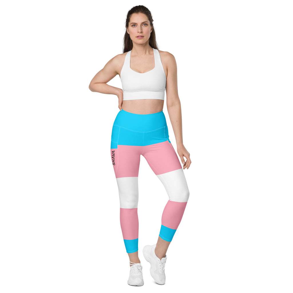 Transgender Flag LGBTQ Pockets Leggings Women’s Size SHAVA CO