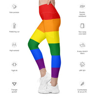 Thumbnail for Celebrating Pride Flag LGBTQ Pockets Leggings Women’s Size SHAVA CO