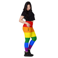 Thumbnail for Celebrating Pride Flag LGBTQ Pockets Leggings Women’s Size SHAVA CO