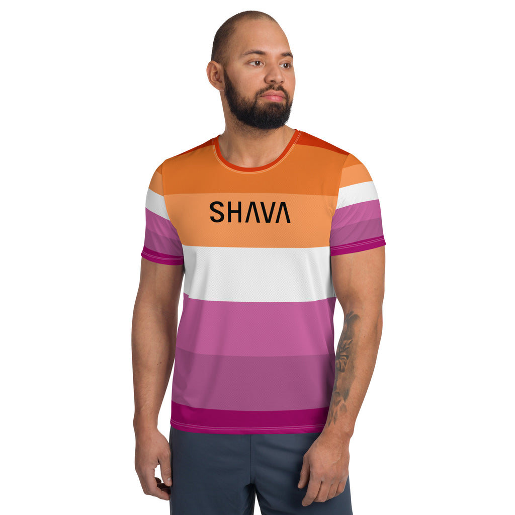 Lesbian Flag LGBTQ T- Shirt Men's Size SHAVA