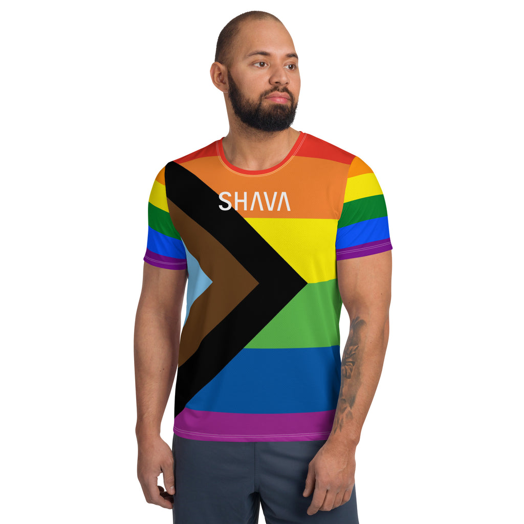 Progress Flag LGBTQ T- Shirt Men's Size SHAVA