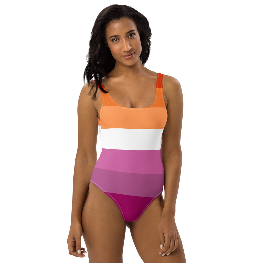 Lesbian Flag LGBTQ One-Piece Swimsuit Women’s Size SHAVA