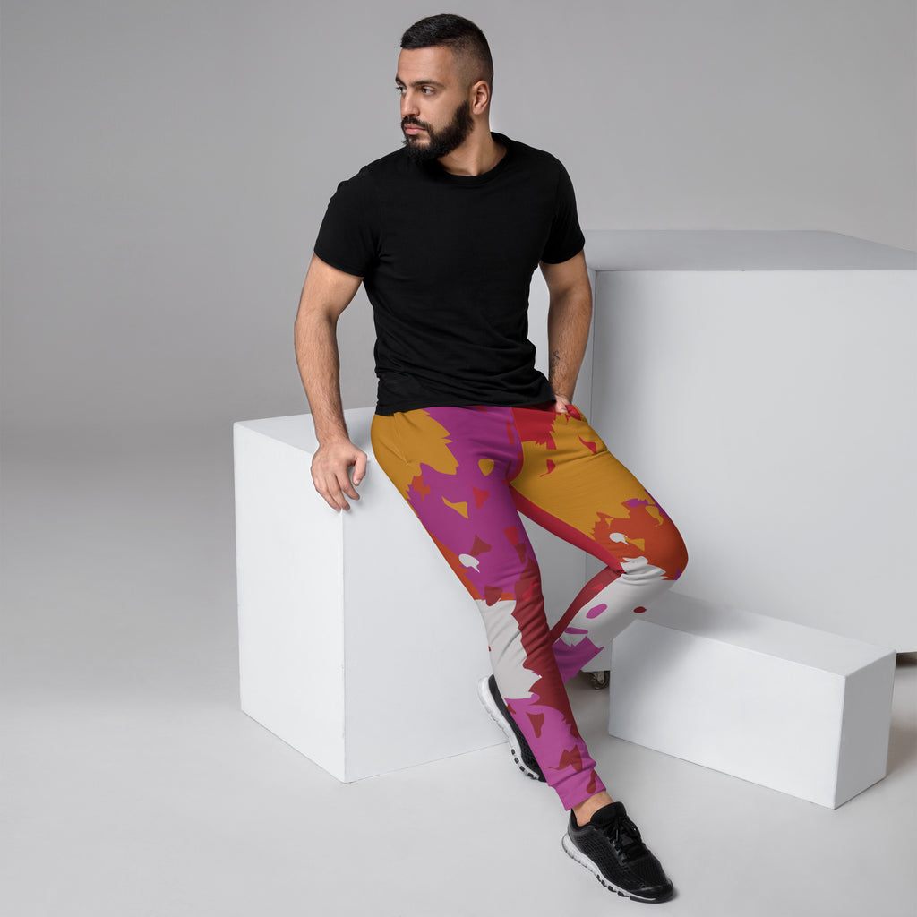 LGBTQIA+ Pride Flags Drips Men's Joggers - Lesbian Flag SHAVA