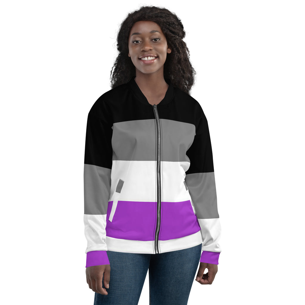 LGBTQ Pride FLags Unisex Bomber Jacket, Asexual Pride Flag SHAVA