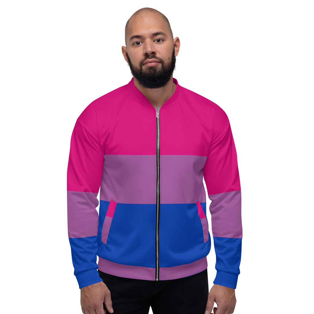 LGBTQ Pride FLags Unisex Bomber Jacket, Bisexual Pride Flag SHAVA