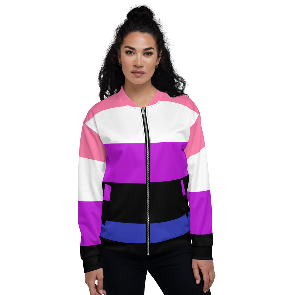 LGBTQ Pride FLags Unisex Bomber Jacket, Genderfluid Pride Fla SHAVA