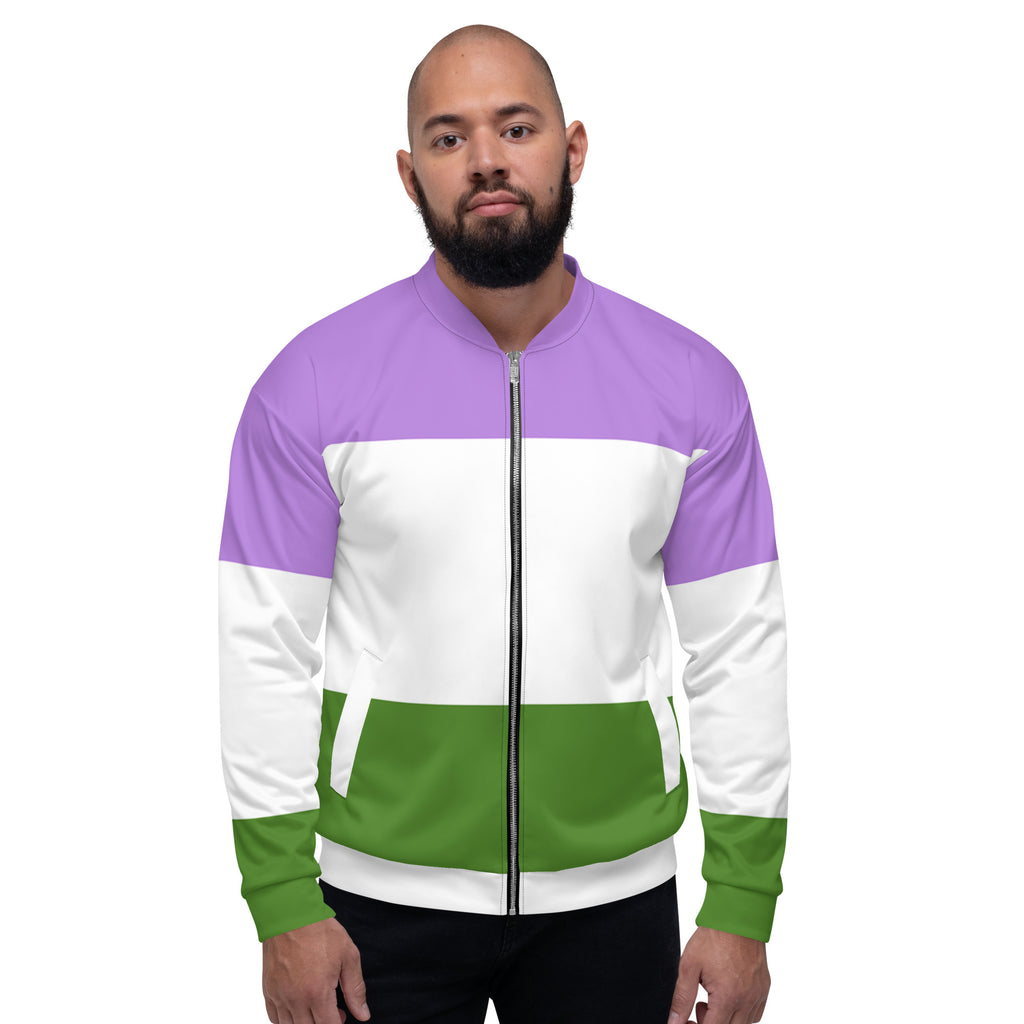 LGBTQ Pride FLags Unisex Bomber Jacket, Genderqueer Pride Flag SHAVA