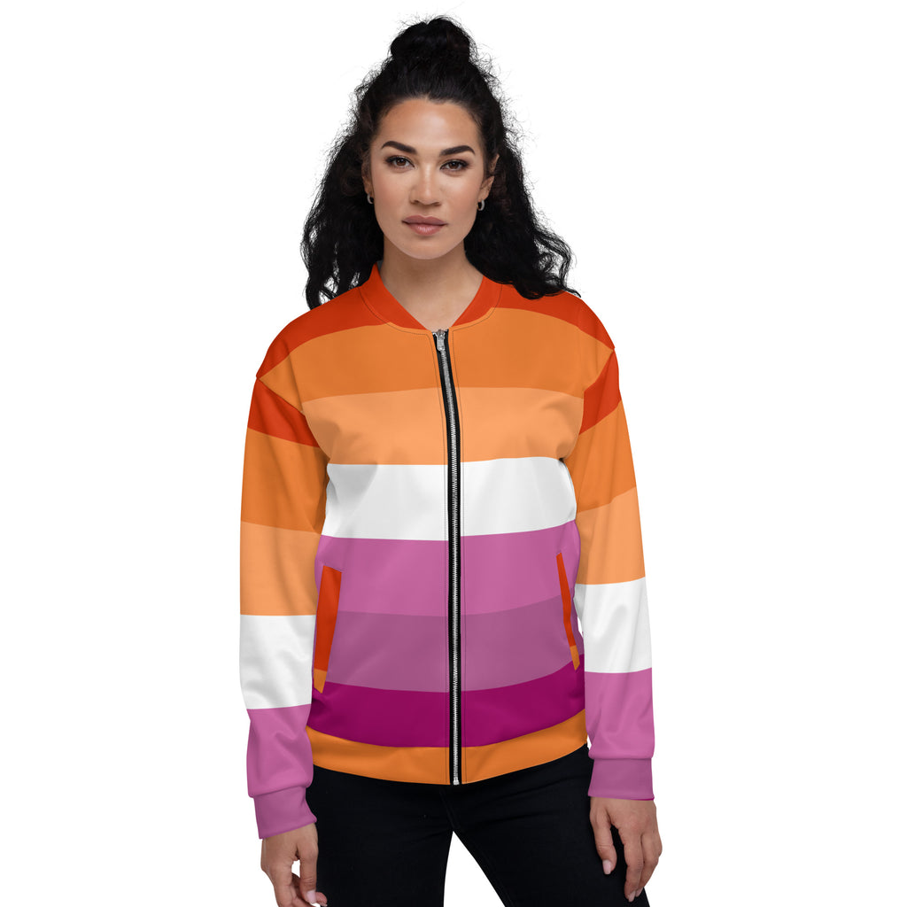 LGBTQ Pride FLags Unisex Bomber Jacket, Lesbian Pride Flag SHAVA