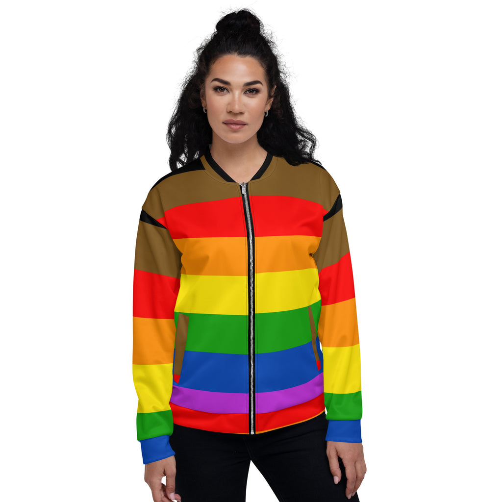 LGBTQ Pride FLags Unisex Bomber Jacket, Philadelphia Pride Flag SHAVA