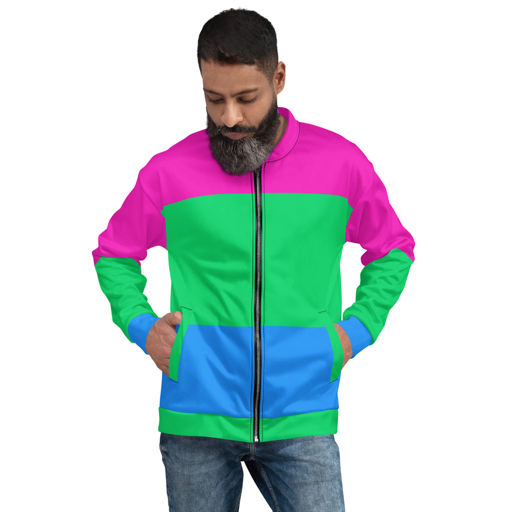 LGBTQ Pride FLags Unisex Bomber Jacket, Plolysexual Pride Flag SHAVA