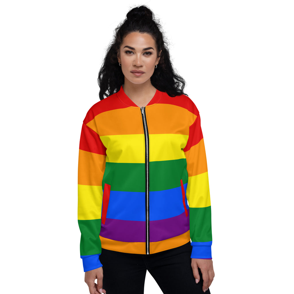 LGBTQ Pride FLags Unisex Bomber Jacket, Rainbow Pride Flag SHAVA