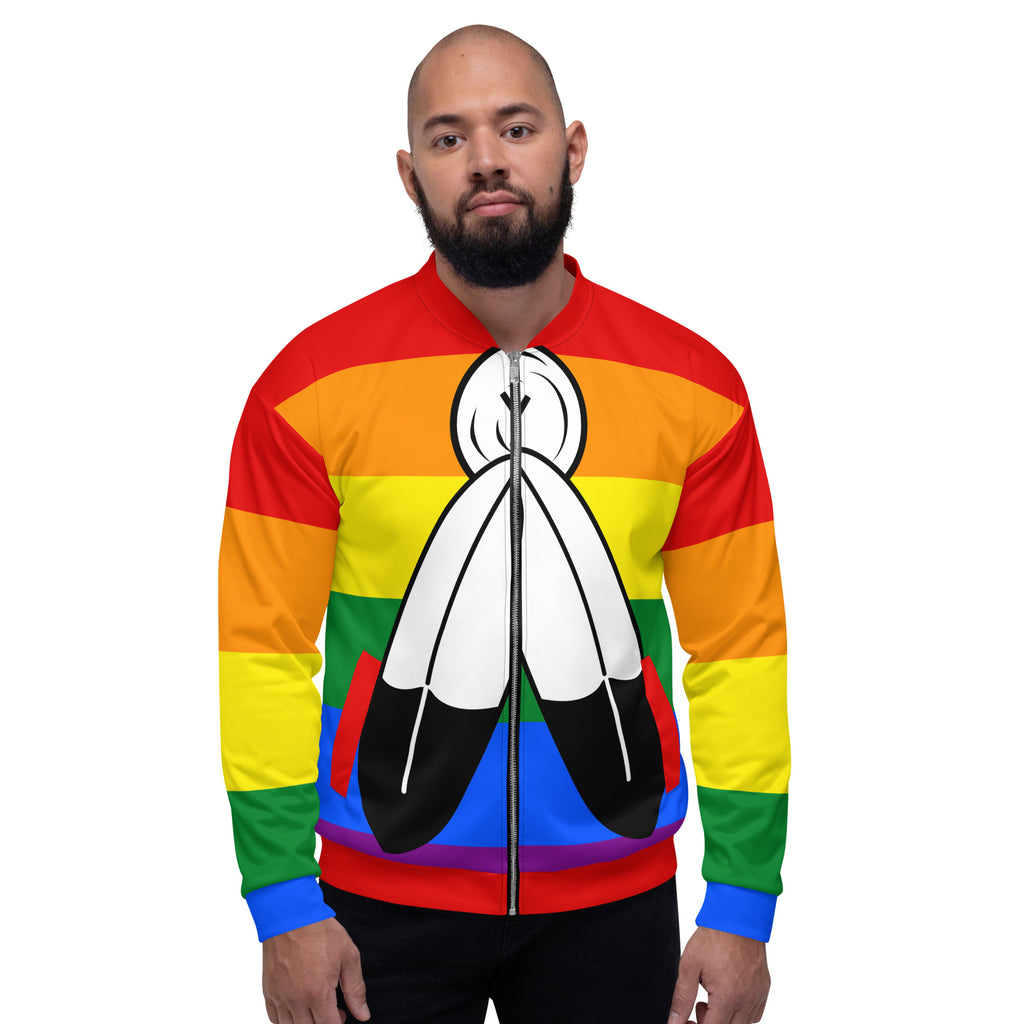 LGBTQ Pride FLags Unisex Bomber Jacket, Two Spirit Pride Flag SHAVA