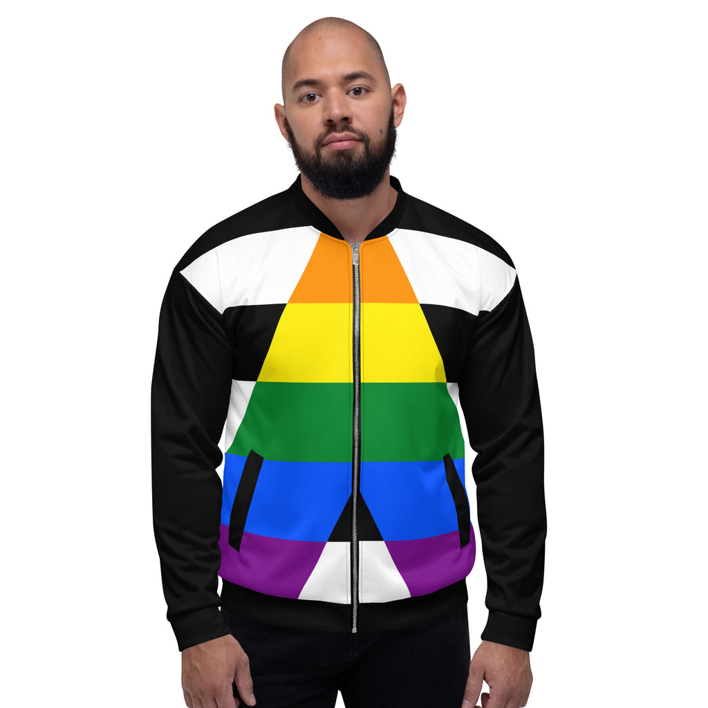 LGBTQ Pride FLags Unisex Bomber Jacket, Straight Aly Pride Flag SHAVA