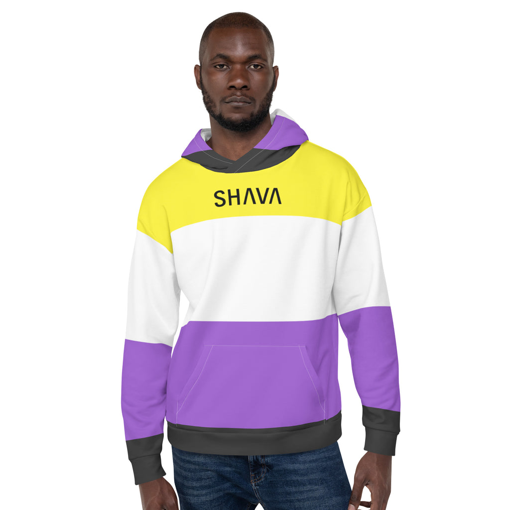 Non Binary Flag LGBTQ Hoodie Unisex Size SHAVA CO