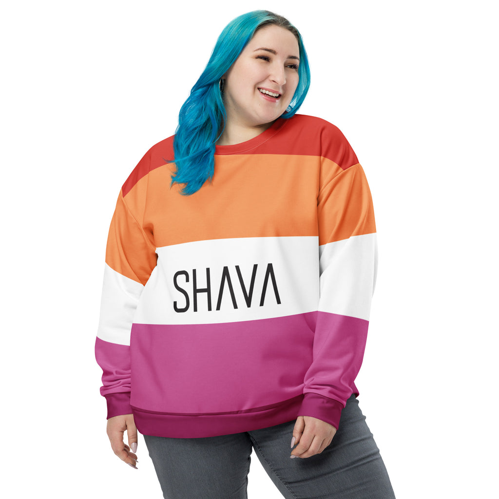 Lesbian Flag LGBTQ Sweatshirt Unisex Size SHAVA CO