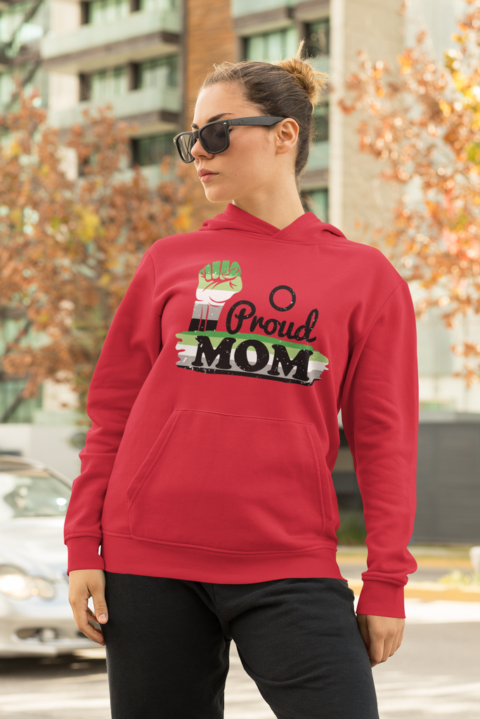 Aromantic Flag Mother's Day Unisex Premium Pullover Hoodie - Proud Mom Printify