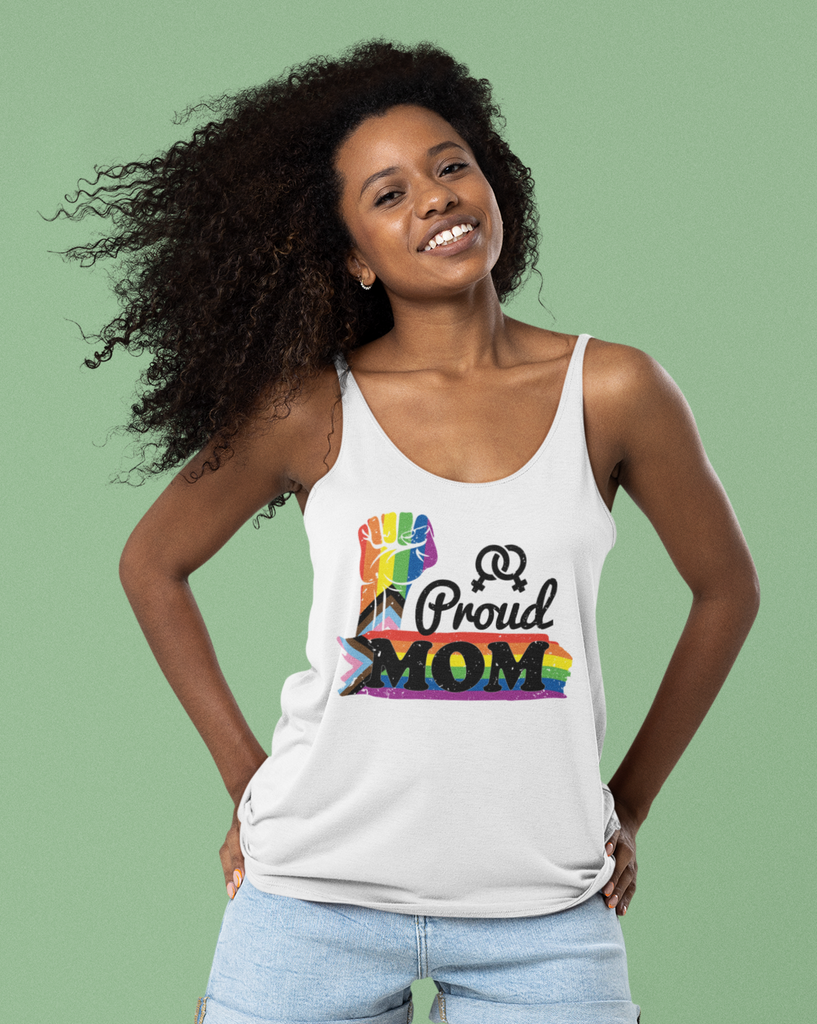 Progress Pride Flag Mother's Day Ideal Racerback Tank - Proud Mom SHAVA CO