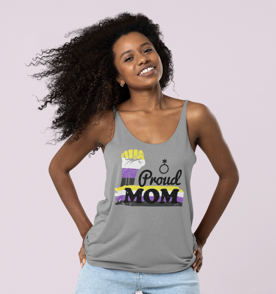 Non Binary Pride Flag Mother's Day Ideal Racerback Tank - Proud Mom SHAVA CO