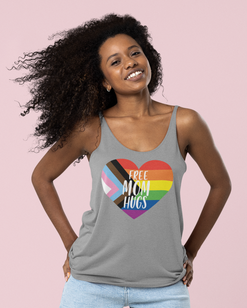 Progress Pride Flag Mother's Day Ideal Racerback Tank - Free Mom Hugs SHAVA CO