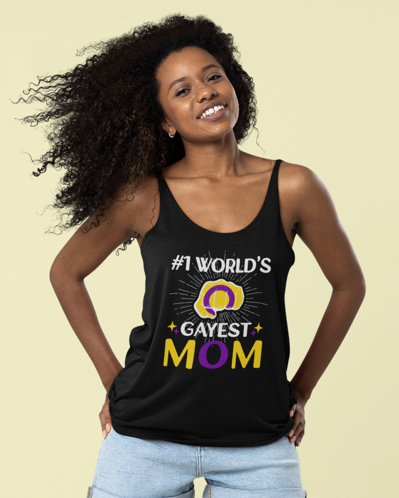 Intersex Pride Flag Mother's Day Ideal Racerback Tank - #1 World's Gayest Mom SHAVA CO