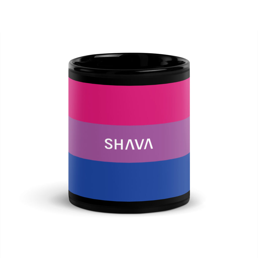 Bisexual Flag LGBTQ Black Glossy 15oz Coffee Mug SHAVA CO