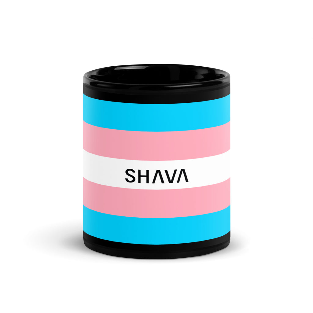 Transgender Flag LGBTQ Black Glossy 15oz Coffee Mug SHAVA CO