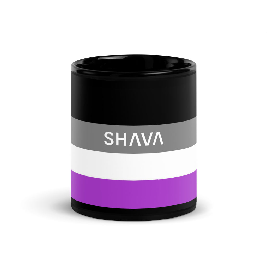 Asexual Flag LGBTQ Black Glossy 15oz Coffee Mug SHAVA CO