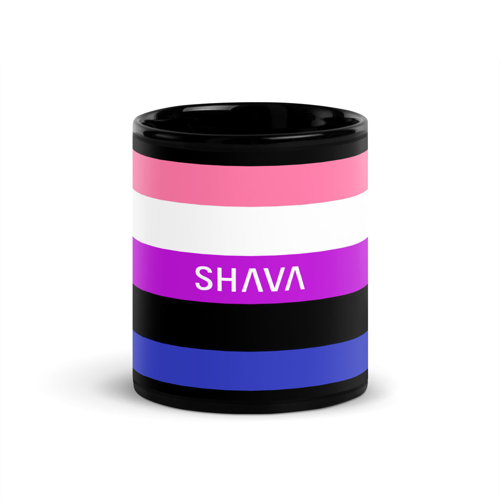 Genderfluid Flag LGBTQ Black Glossy 15oz Coffee Mug SHAVA