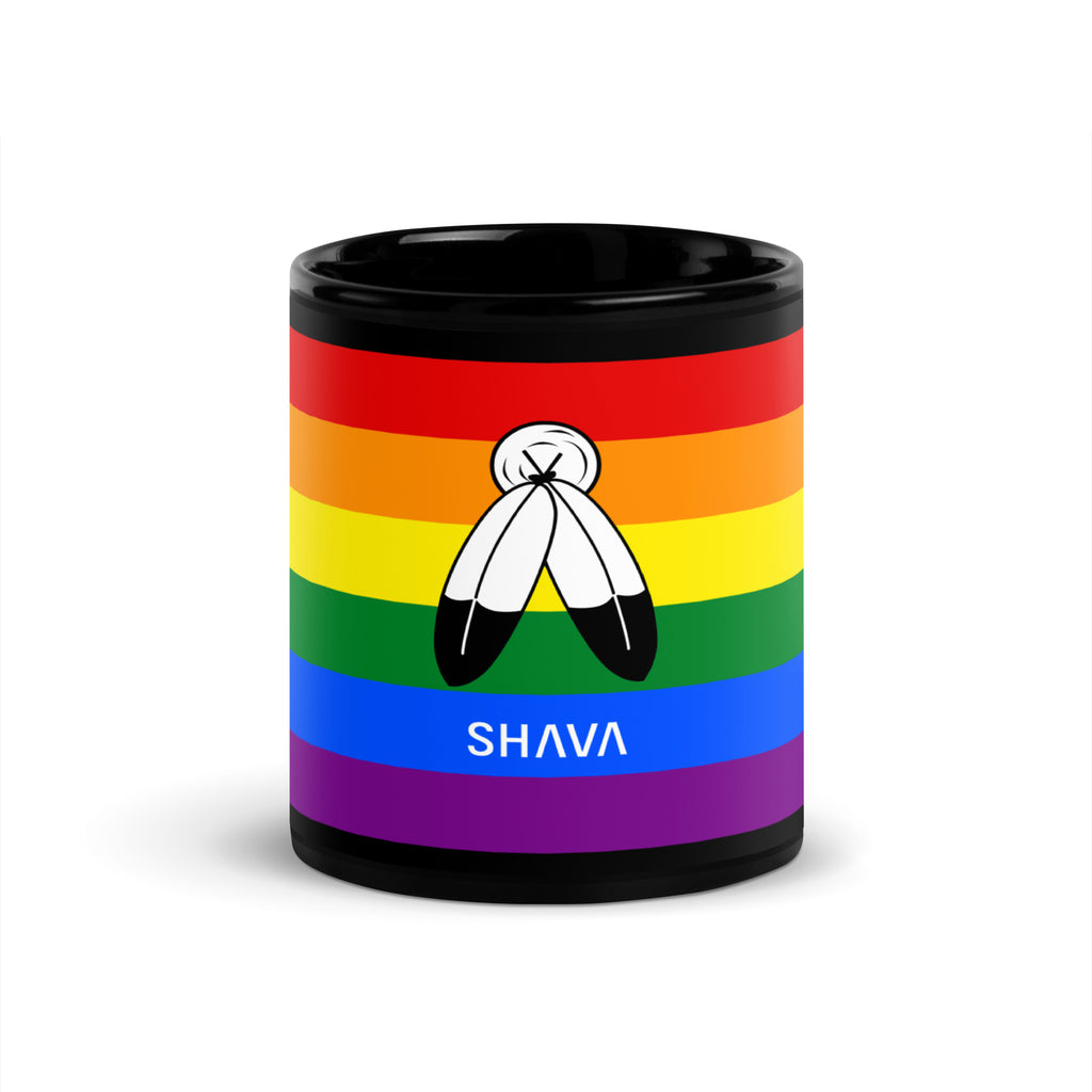 Two Spirit Flag LGBTQ Black Glossy 15oz Coffee Mug SHAVA CO