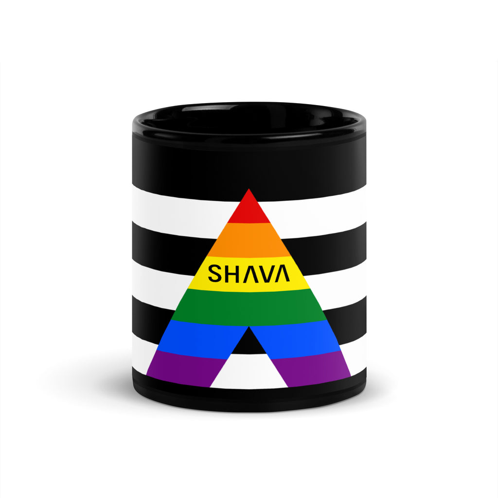 Straight Ally Flag LGBTQ Black Glossy 15oz Coffee Mug SHAVA CO