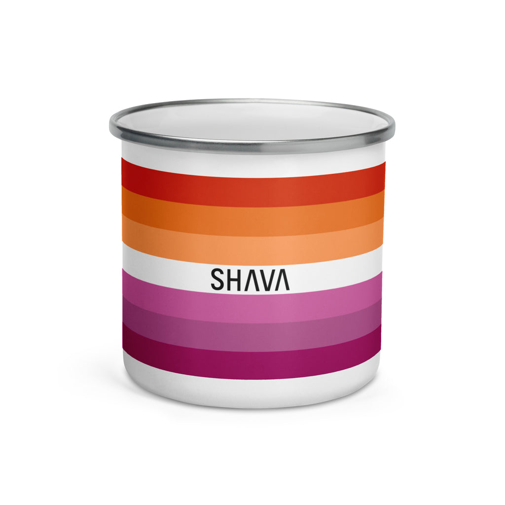 Lesbian Flag LGBTQ Enamel Coffee Mug SHAVA CO