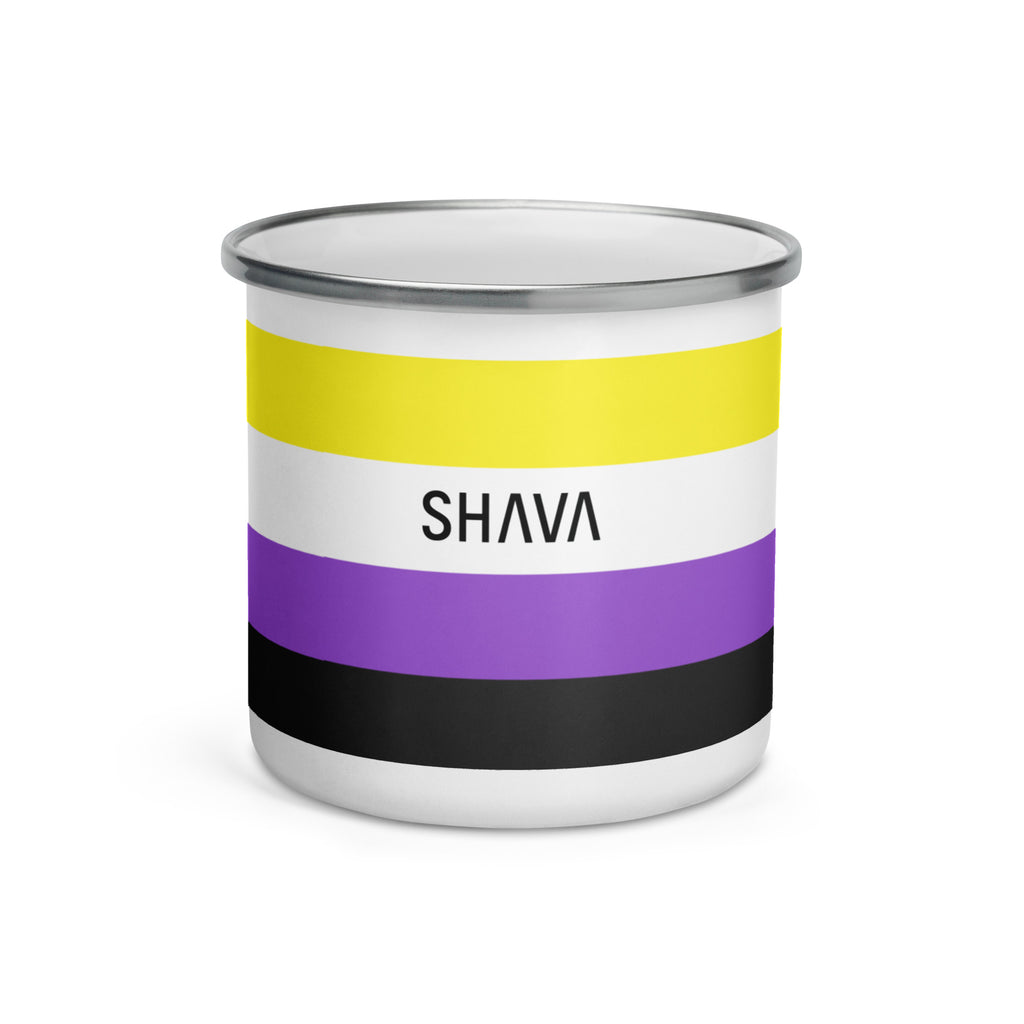 Non Binary Flag LGBTQ Enamel Coffee Mug SHAVA CO