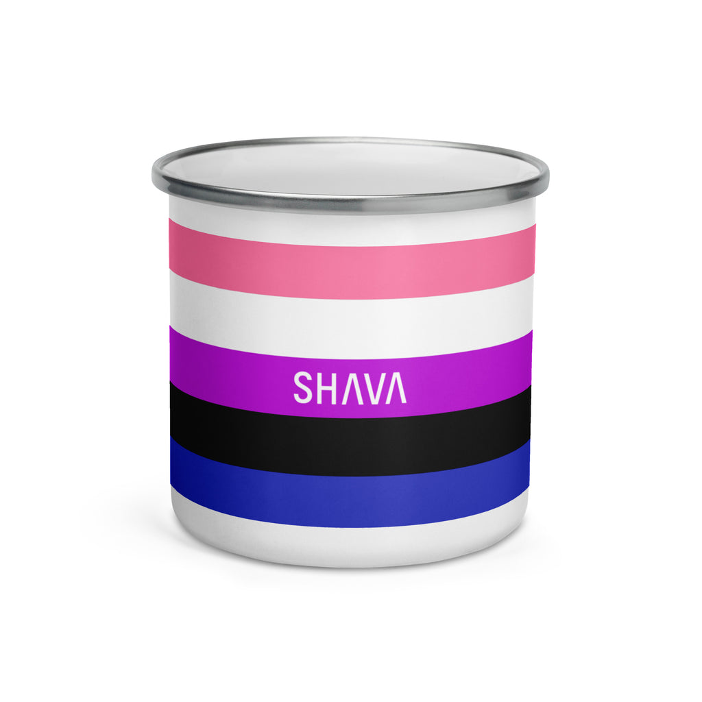 Genderfluid Flag LGBTQ Enamel Coffee Mug SHAVA