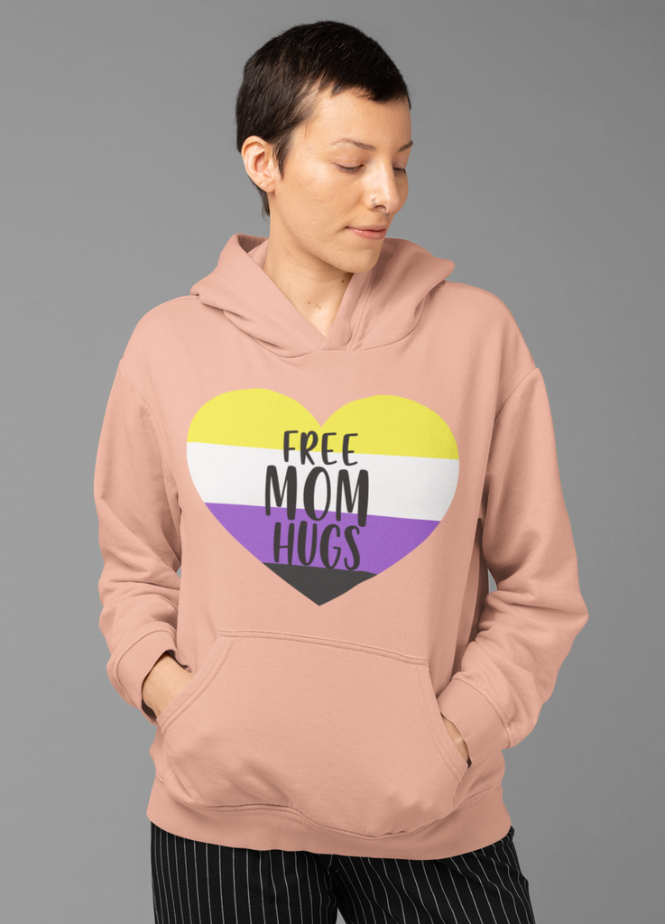 Nonbinary Flag Mother's Day Unisex Premium Pullover Hoodie - Free Mom Hug Printify